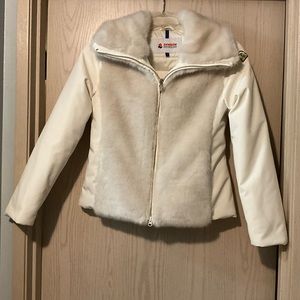 Invicta Cream Puffer Winter Jacket Faux Fur Collar Trim size Small